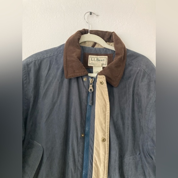 Vintage LL Bean Parka Chore Coat Wool Lined Navy Plaid Full Zip Hunting Barn - Picture 2 of 16